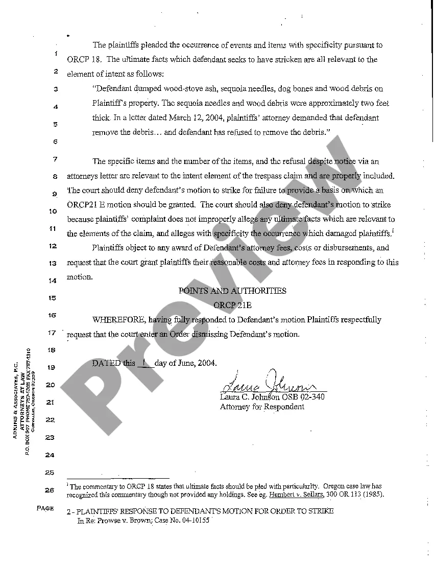 Get A20 Plaintiff's Response to Motion to Strike Preview A20 Plaintiff's Response to Motion to Strike