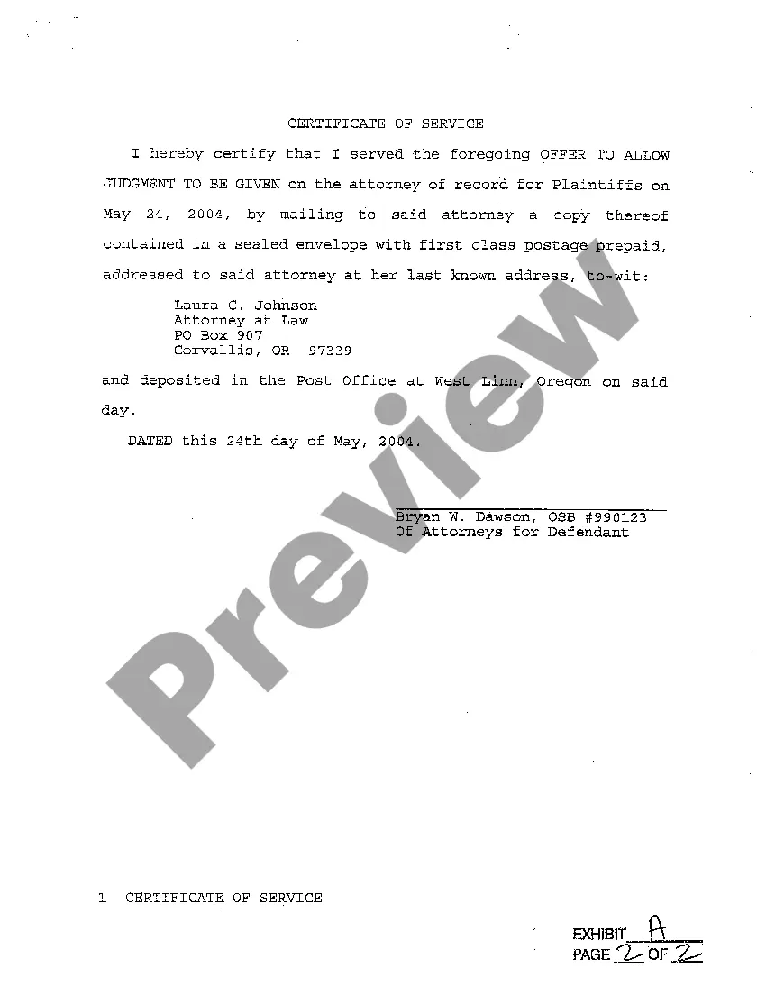 Preview A18 Defendant's Offer to Allow Judgment to be Given