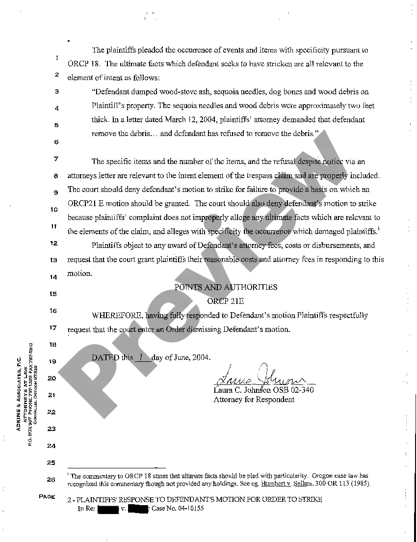 Get A06 Plaintiff's Response to Motion to Strike Preview A06 Plaintiff's Response to Motion to Strike