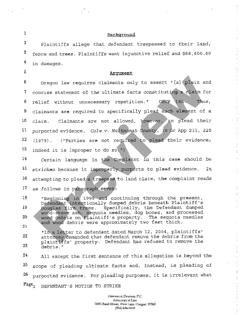 Preview A04 Defendant's Motion to Strike Allegations of Purported Evidence from Plaintiff's Complaint