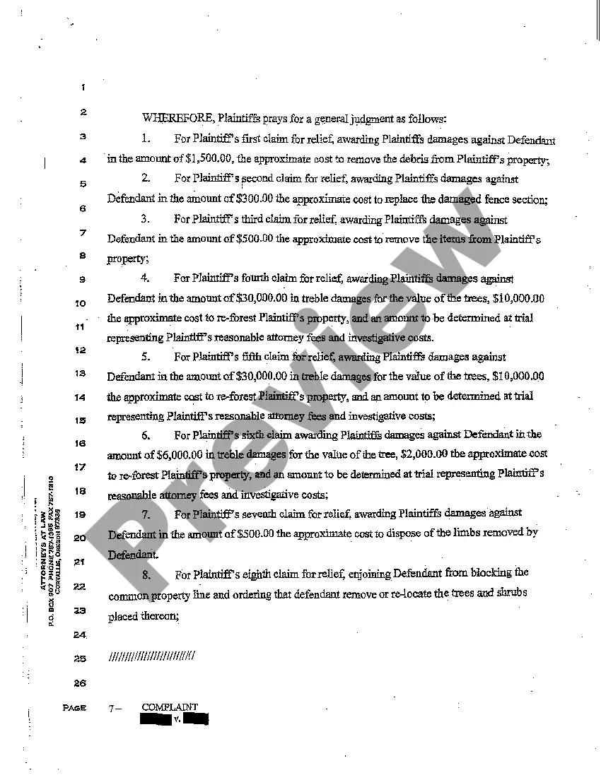 Preview A03 Complaint for Trespass to Land, Timber Trespass, and Suit for Injunction