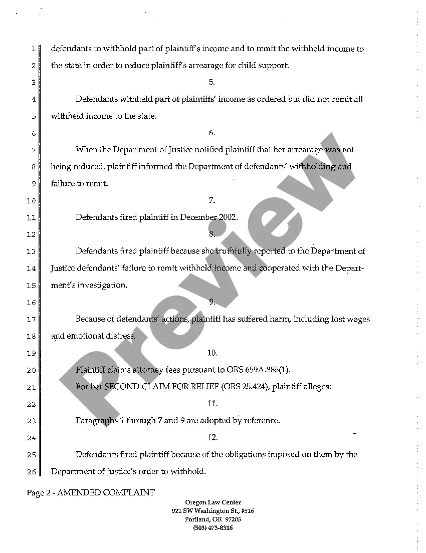 Preview A03 Amended Complaint for Whistle blowing and Wage Claims