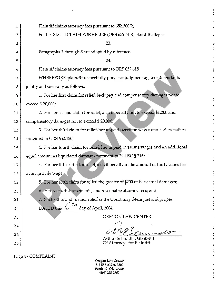 Preview A01 Complaint for Whistle blowing and Wage Claims