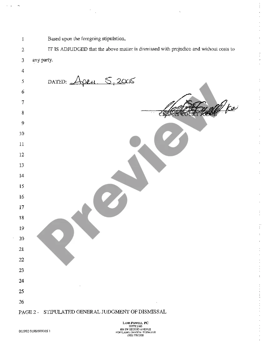 Get A07 Stipulated General Judgment of Dismissal Preview A07 Stipulated General Judgment of Dismissal