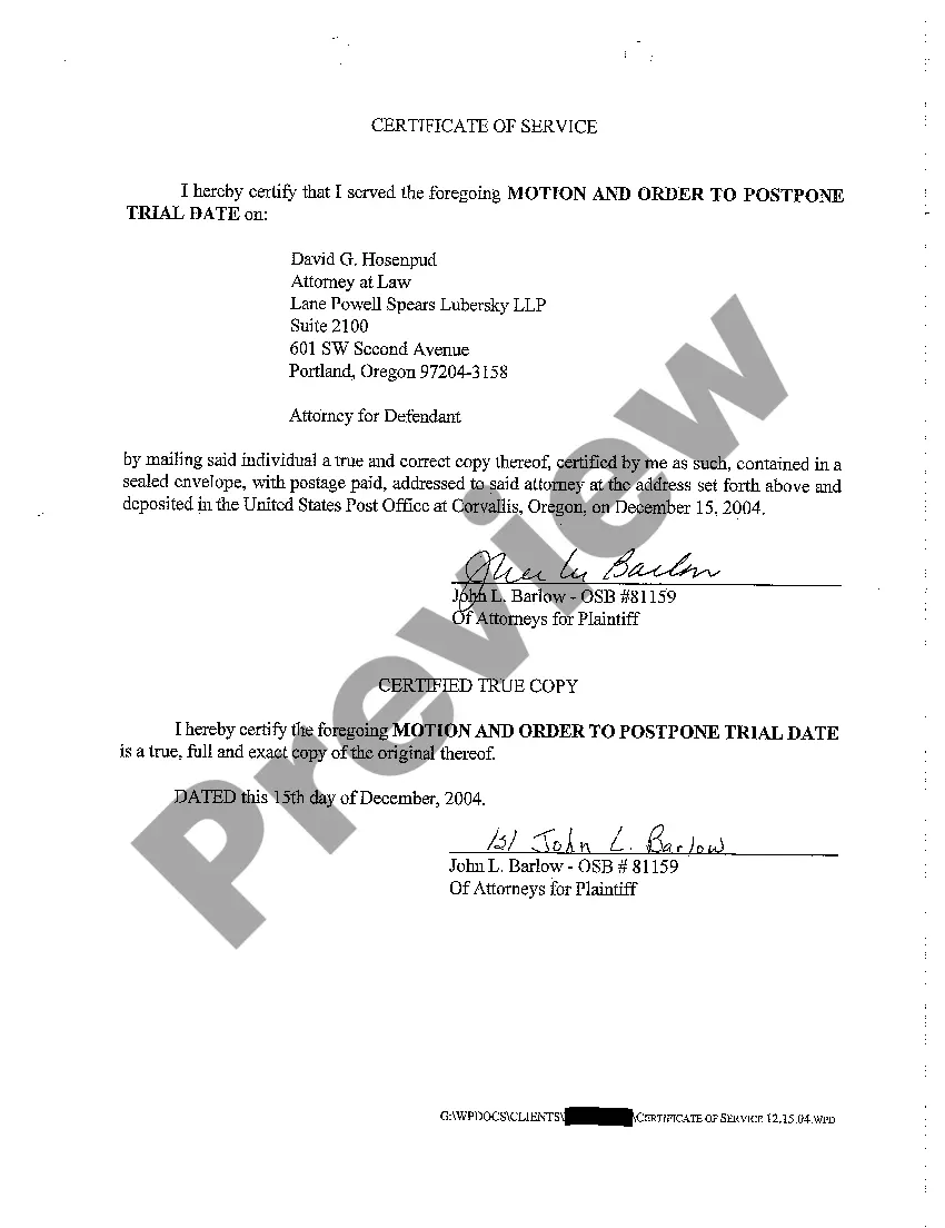 Preview A06 Motion and Order to Postpone Trial Date