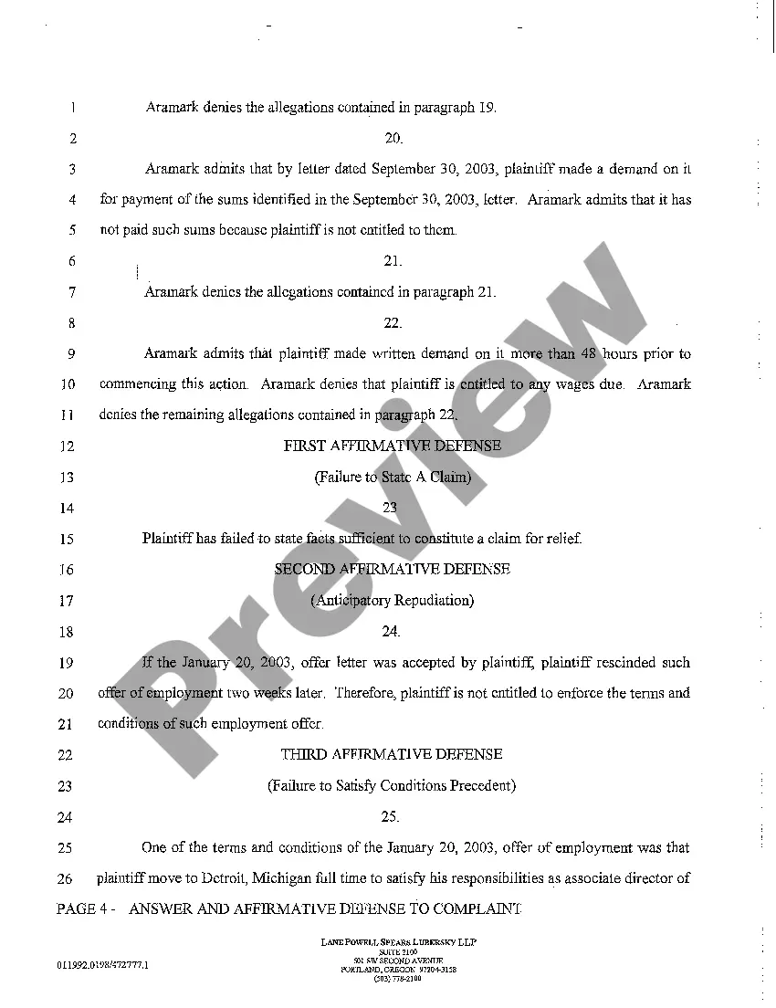 Get A05 Answer and Affirmative Defense to Complaint Preview A05 Answer and Affirmative Defense to Complaint
