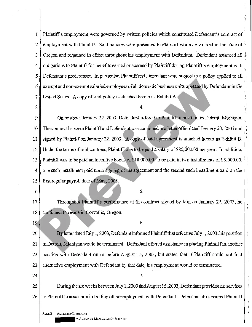 Preview A04 Amended Complaint for Wages and Breach of Employment Contract