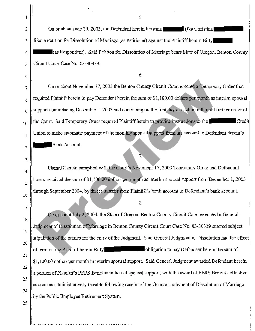 Get A01 Complaint of Unjust Enrichment Preview A01 Complaint of Unjust Enrichment