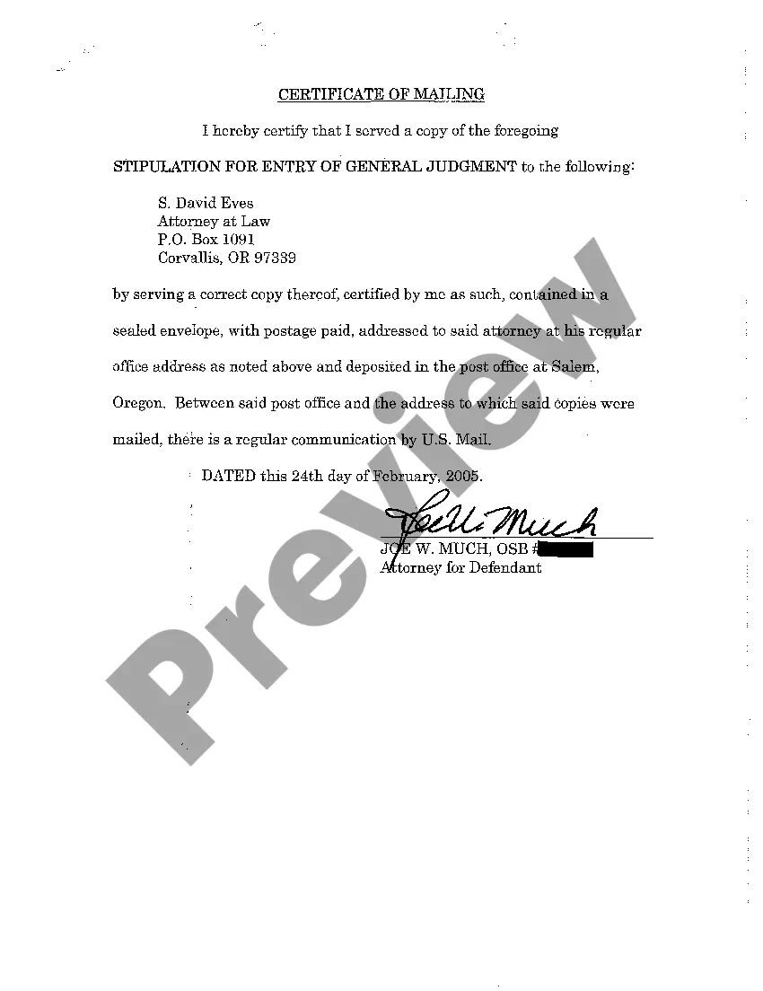 Preview A07 Stipulation for Entry of General Judgment of Dismissal