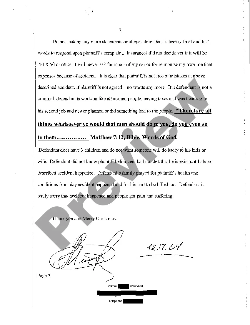 Get A06 Defendant's Answer and Affirmative Defenses to Plaintiff's Complaint Preview A06 Defendant's Answer and Affirmative Defenses to Plaintiff's Complaint