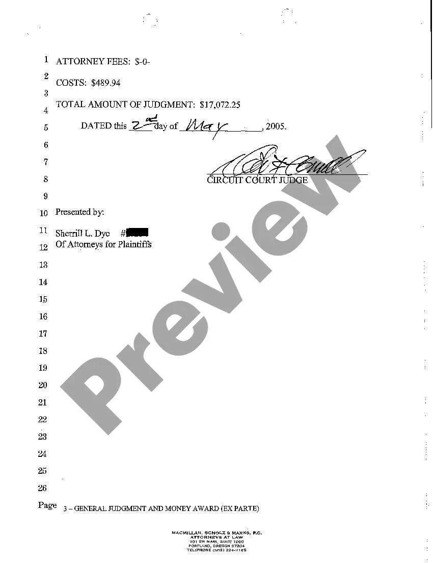 Get A11 General Judgment and Money Award Ex Parte Against Defendant Preview A11 General Judgment and Money Award Ex Parte Against Defendant