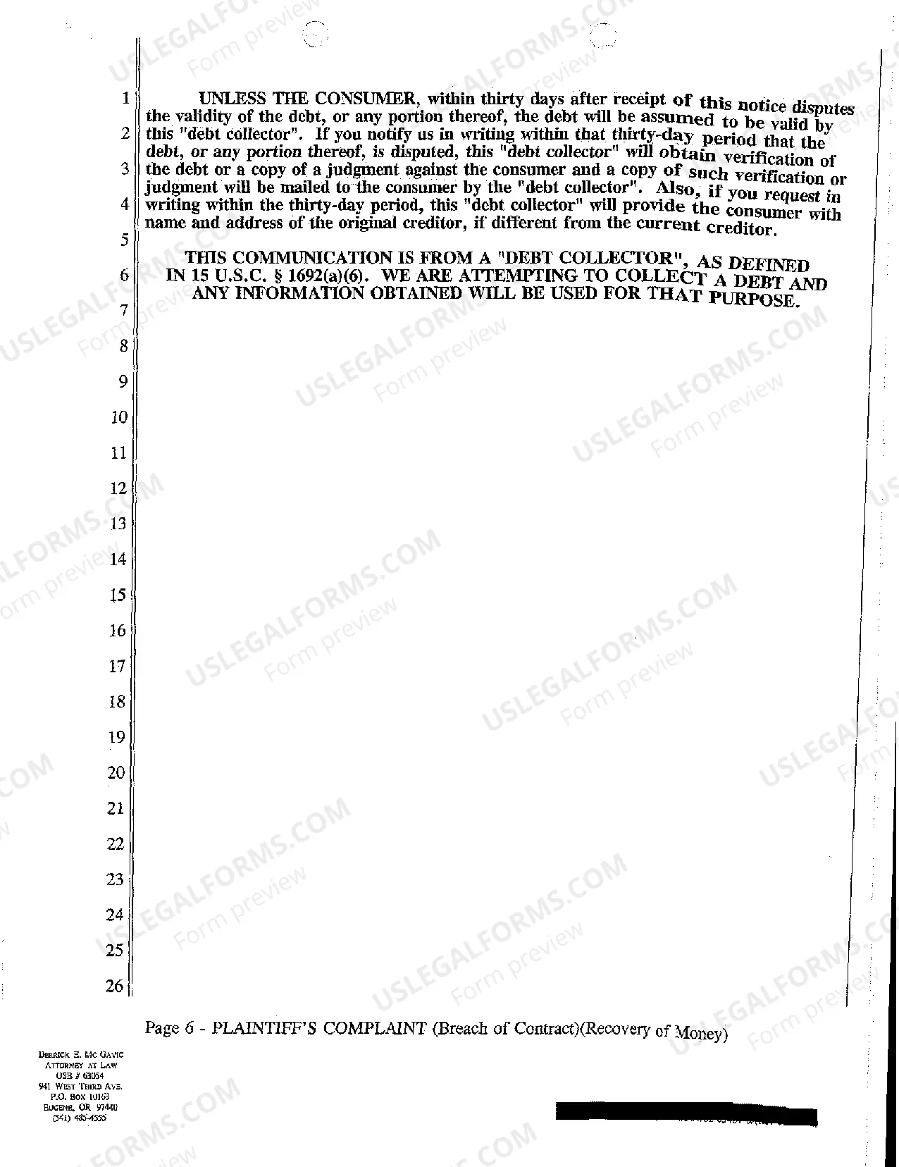 Preview A02 Complaint for Breach of Credit Card Agreement and Recovery of Money