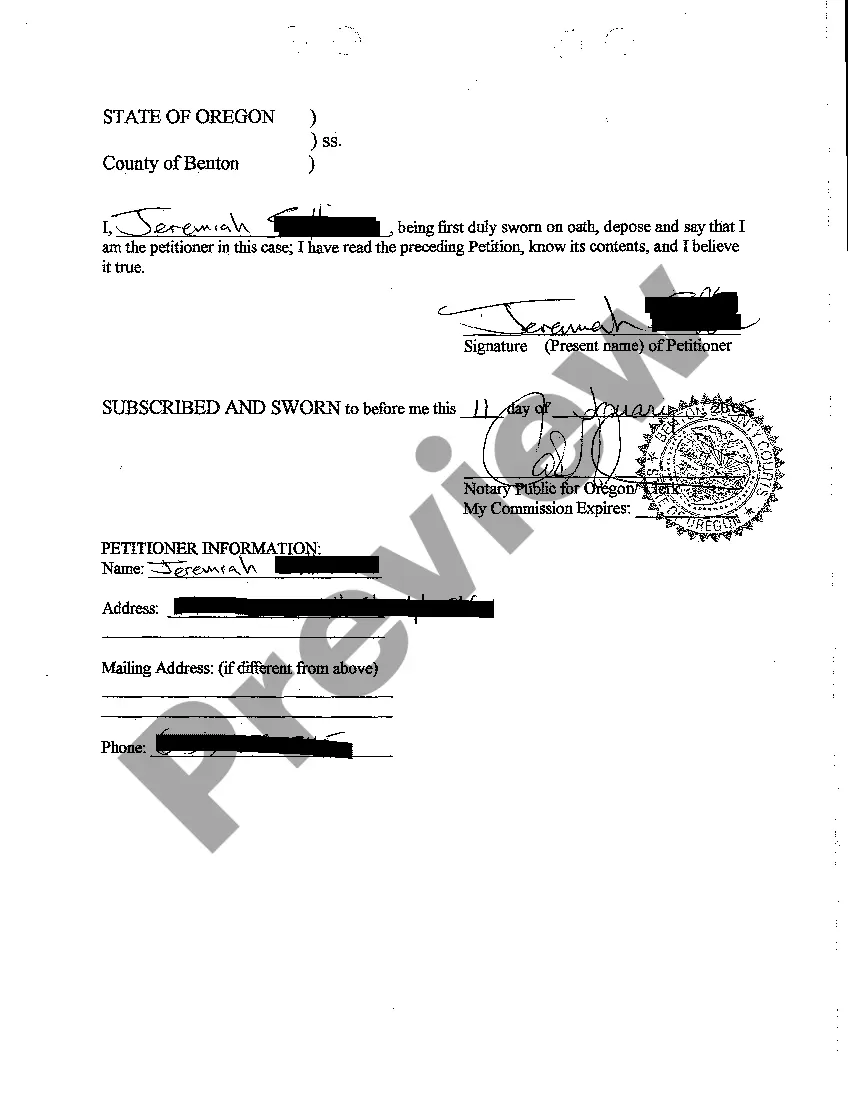 Preview A01 Petition for Change of Name of Adult