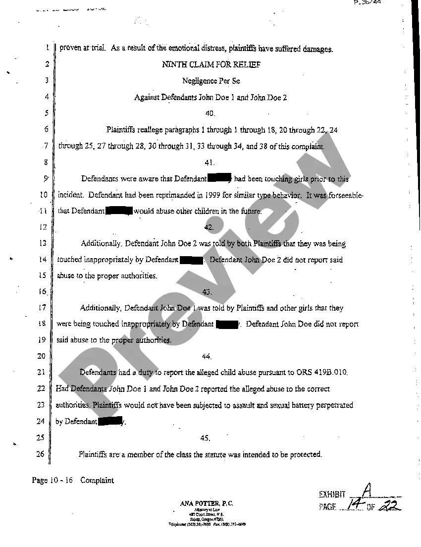 Get A01 Complaint for Sexual Harassment of Minor Preview A01 Complaint for Sexual Harassment of Minor