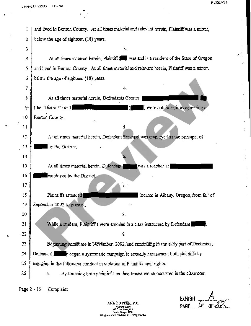 Get A01 Complaint for Sexual Harassment of Minor Preview A01 Complaint for Sexual Harassment of Minor