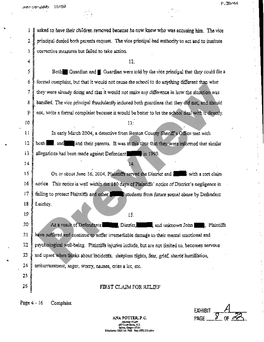 Get A01 Complaint for Sexual Harassment of Minor Preview A01 Complaint for Sexual Harassment of Minor