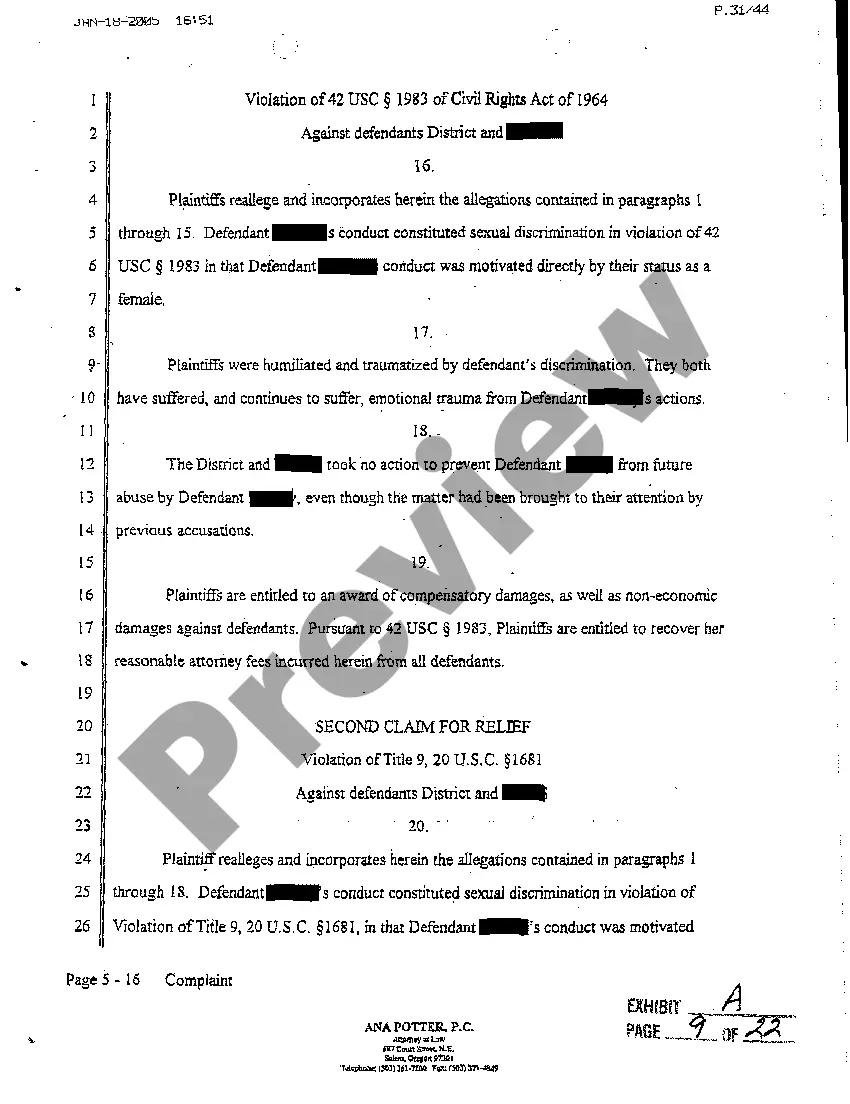 Get A01 Complaint for Sexual Harassment of Minor Preview A01 Complaint for Sexual Harassment of Minor