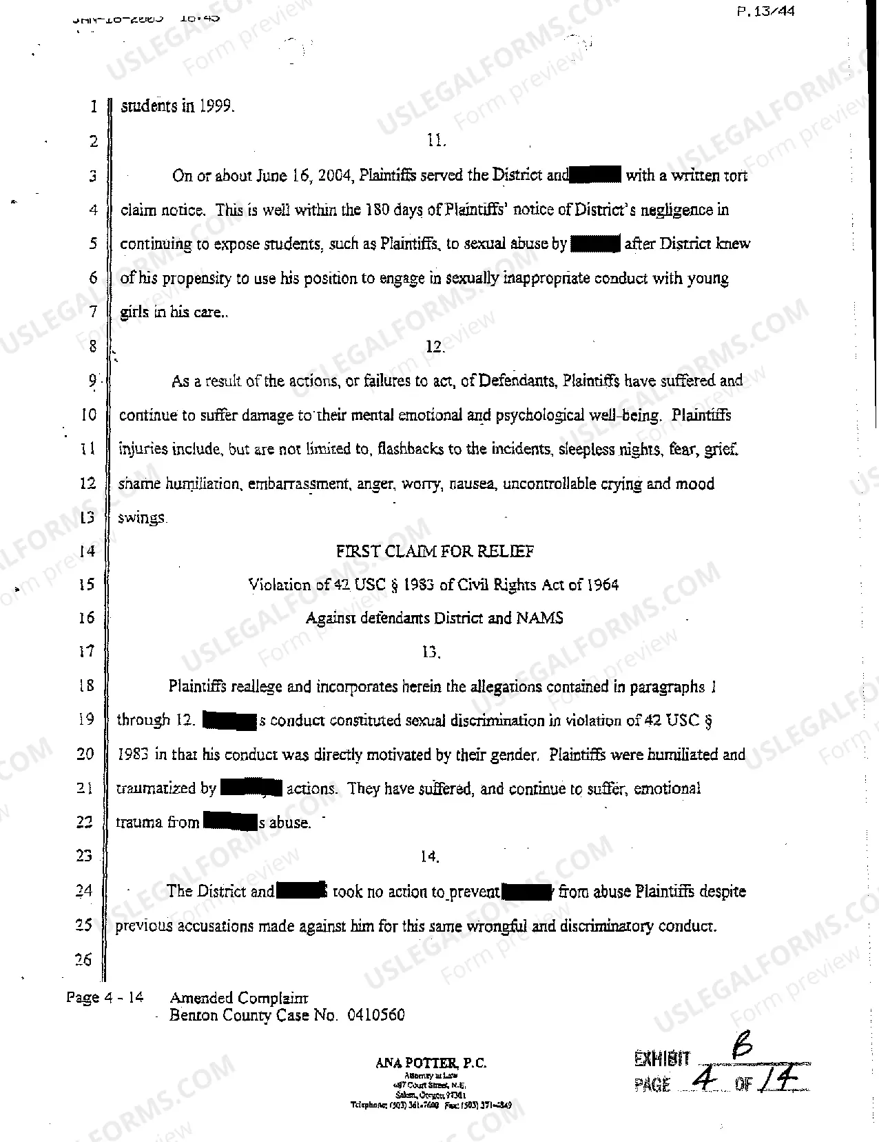 Preview A04 Amended Complaint for Civil Rights Violation