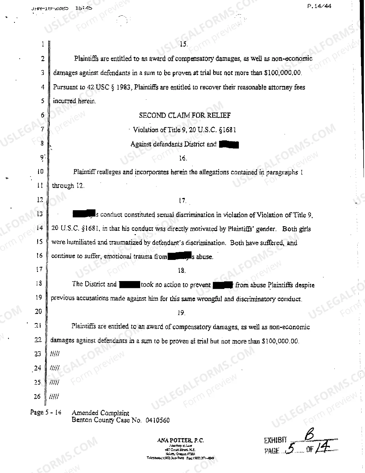 Preview A04 Amended Complaint for Civil Rights Violation