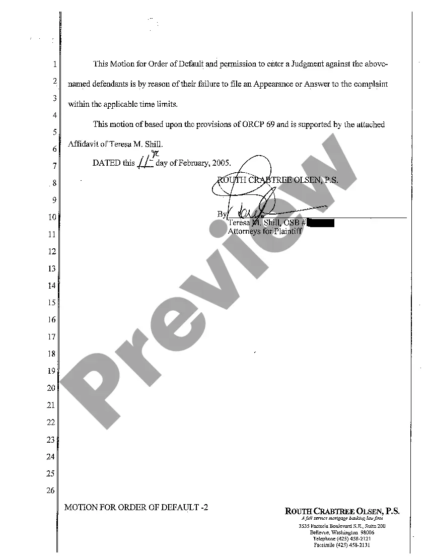 Get A21 Motion for Order of Default Preview A21 Motion for Order of Default