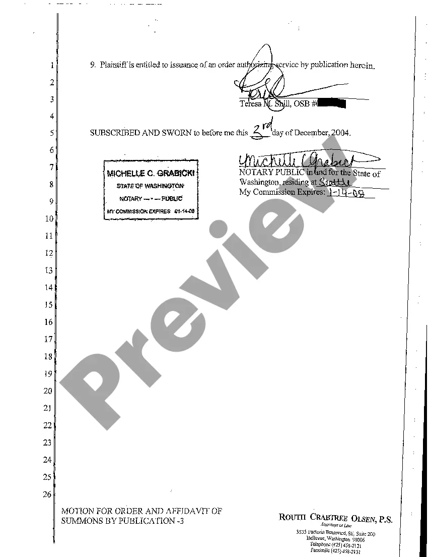 Preview A15 Affidavit in Support of Motion for Order Authorizing Summons by Publication