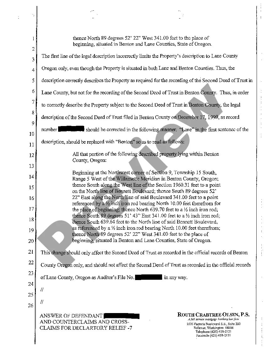Preview A04 Answer and Counterclaim and Cross Claim for Declaratory Judgment