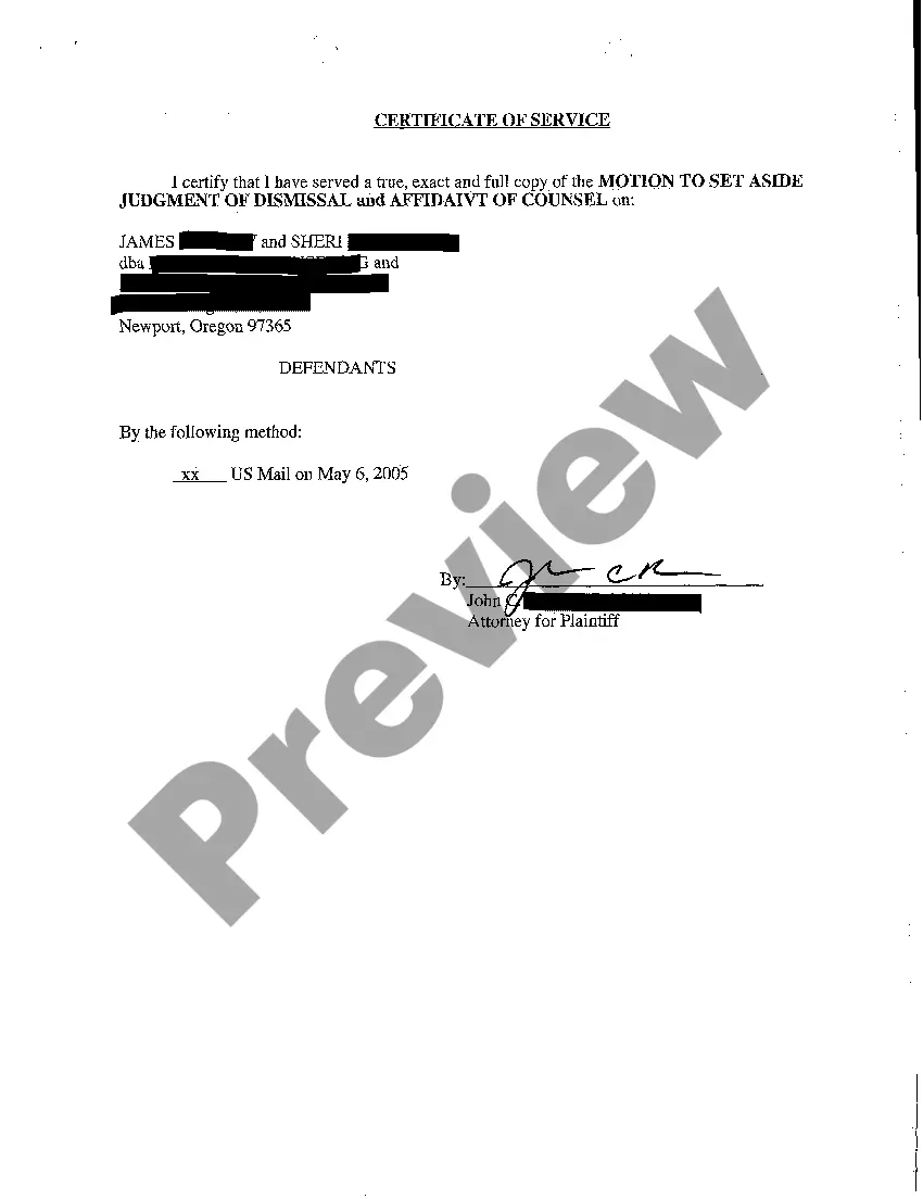 Preview A07 Affidavit of Defendant's Counsel for Judgment of Dismissal