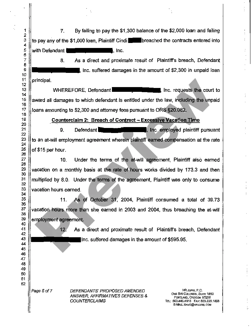 Preview A04 Defendants' Proposed Amended Answer, Affirmative Defenses and Counterclaims