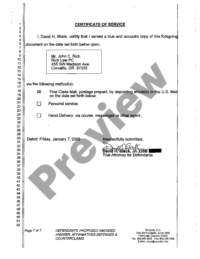 Preview A04 Defendants' Proposed Amended Answer, Affirmative Defenses and Counterclaims