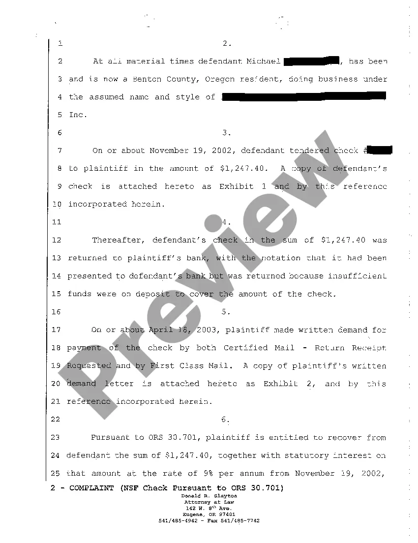 Get A01 Complaint for Dishonored Check Preview A01 Complaint for Dishonored Check