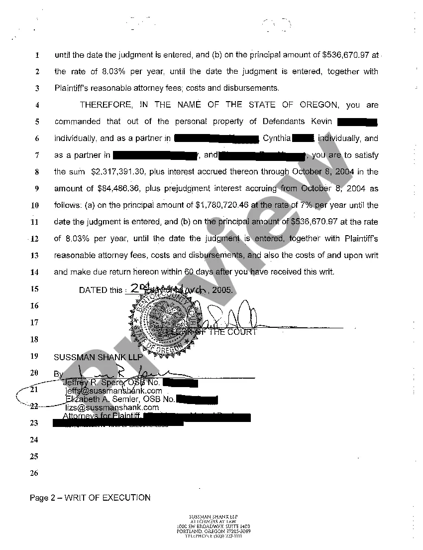 Preview A03 Writ of Execution to Satisfy Debt