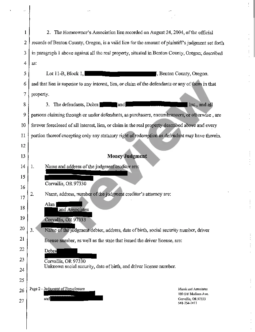 Preview A03 General Judgment of Foreclosure and Money Award