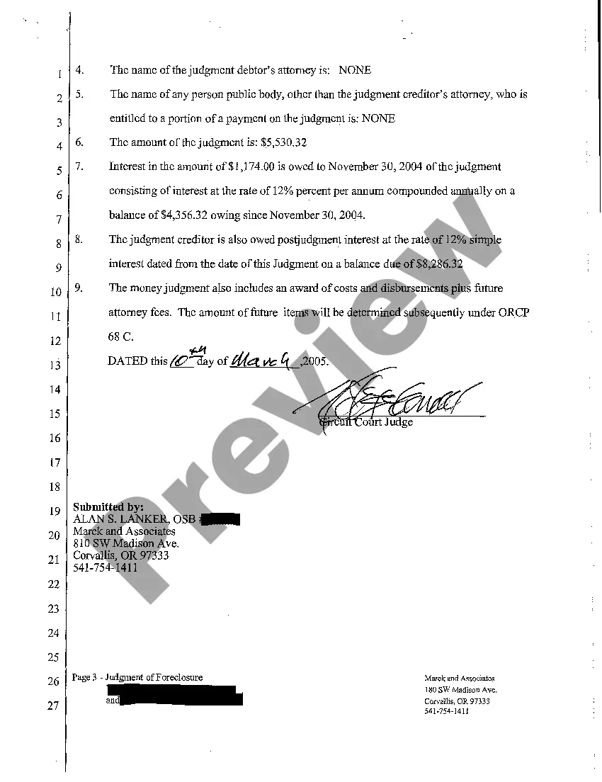 Preview A03 General Judgment of Foreclosure and Money Award