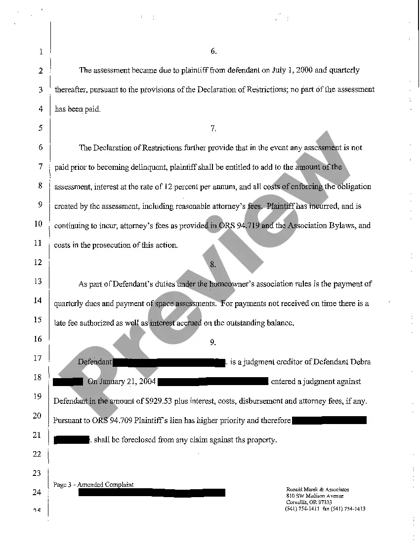 Preview A02 First Amended Complaint for Foreclosure of Security Interest