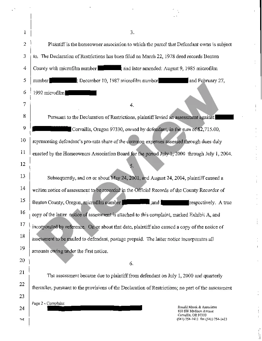 Get A01 Complaint for Foreclosure of Security Interest Preview A01 Complaint for Foreclosure of Security Interest