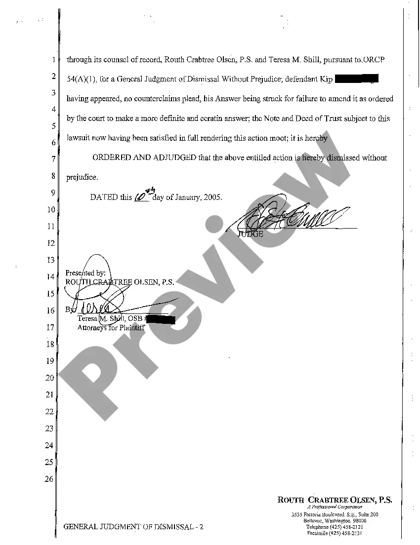 Get A07 General Judgment of Dismissal Preview A07 General Judgment of Dismissal