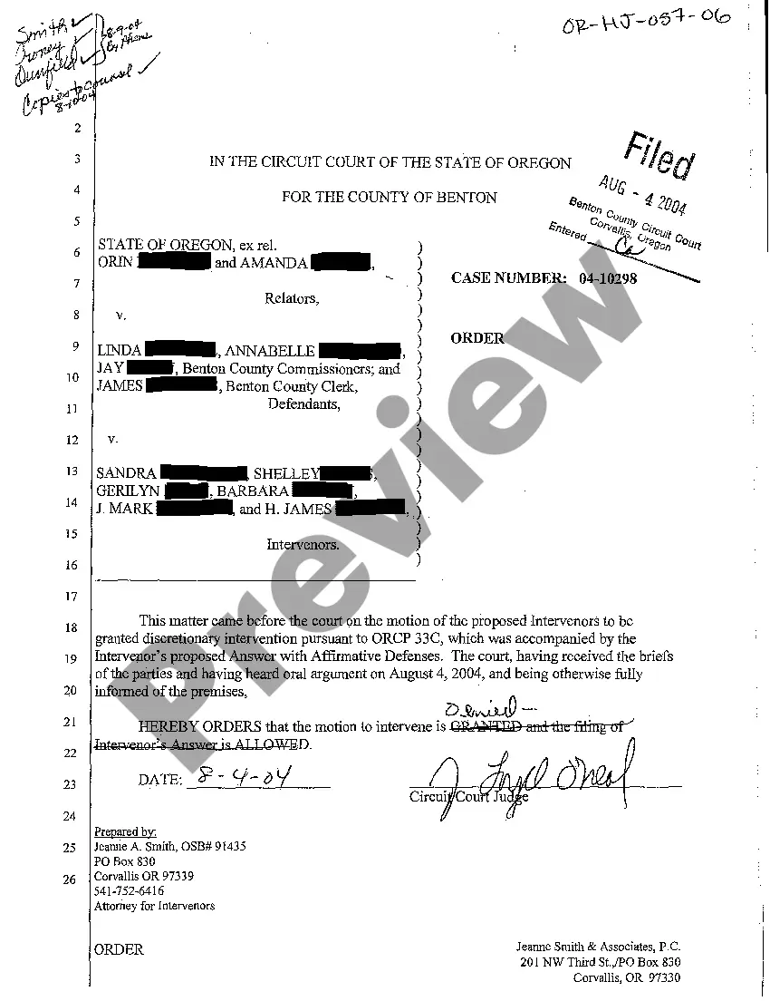 Preview A30 Order for Motion to Intervene is Denied