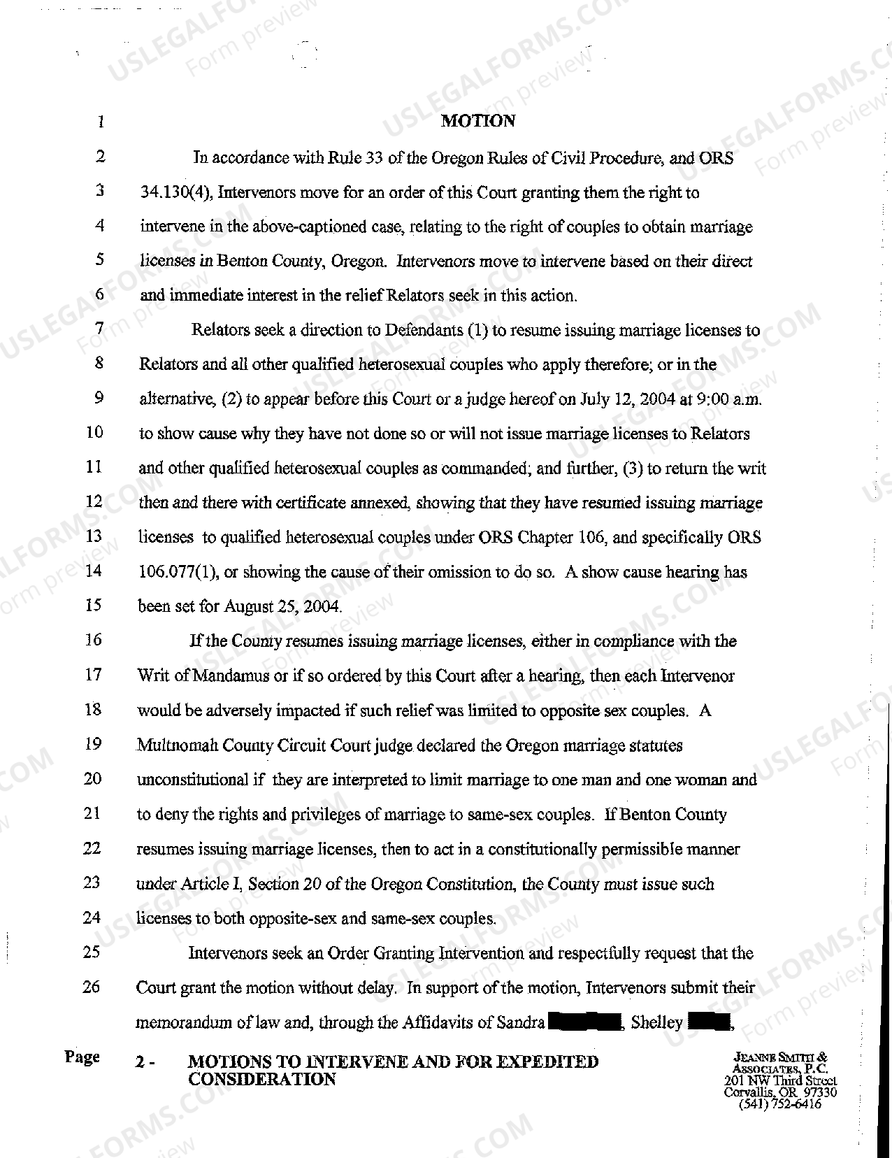 Gresham Oregon First Amended Motions to Intervene and for Expedited