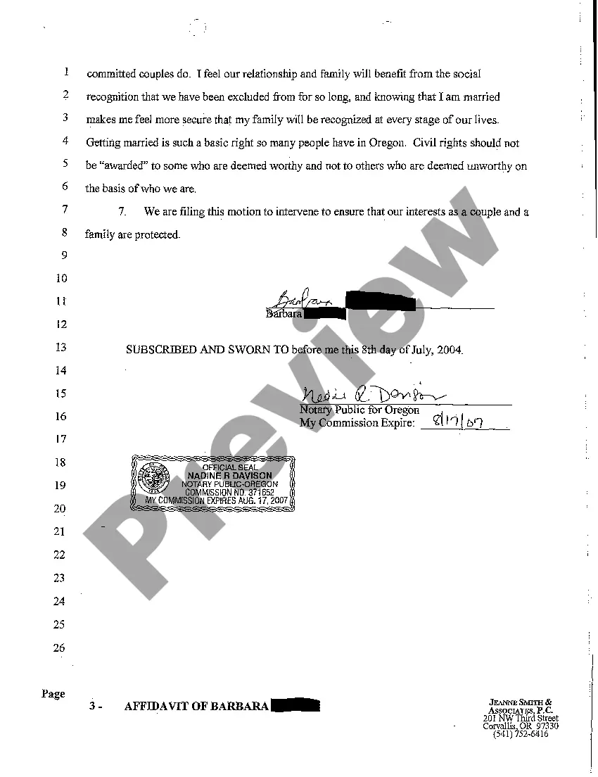 Get A12 Affidavit of Homosexual Female in Support of Oregon Issuing Marriage Licenses Preview A12 Affidavit of Homosexual Female in Support of Oregon Issuing Marriage Licenses