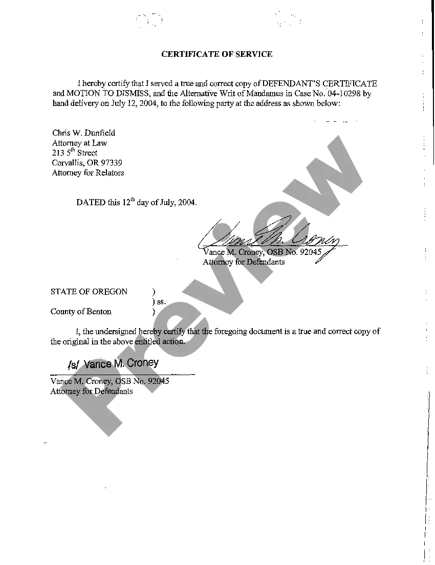 Preview A21 Defendant's Certificate