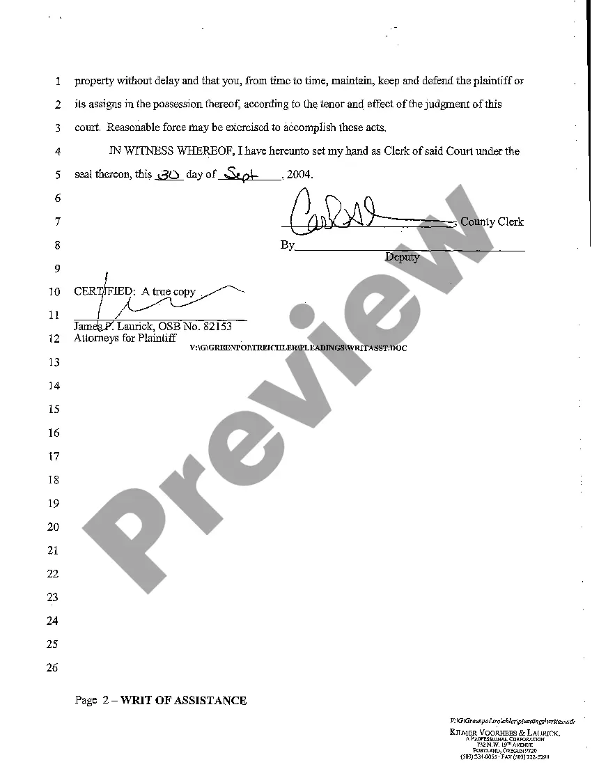 Get A04 Writ of Assistance in Helping Plaintiff Take Possession of Property in Dispute Preview A04 Writ of Assistance in Helping Plaintiff Take Possession of Property in Dispute