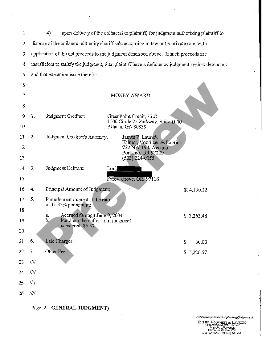 Preview A02 General Judgment Against Defendant Ordering Him to Repay Debt and Foreclosing Property