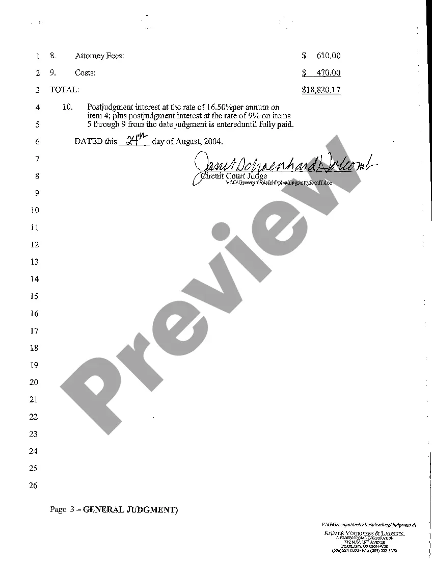 Preview A02 General Judgment Against Defendant Ordering Him to Repay Debt and Foreclosing Property