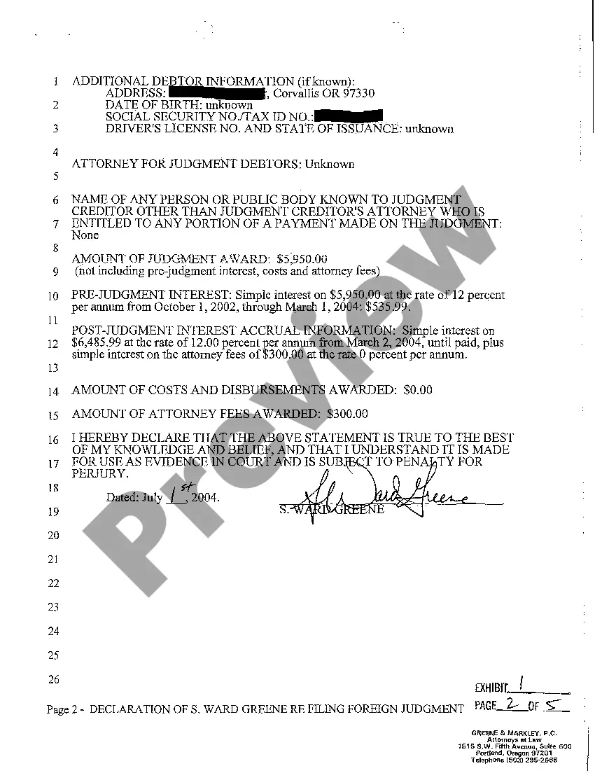 Get A07 Declaration Re Filing Foreign Judgment Preview A07 Declaration Re Filing Foreign Judgment