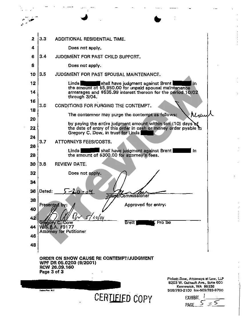 Get A08 Order on Show Cause Re Contempt Judgment Preview A08 Order on Show Cause Re Contempt Judgment