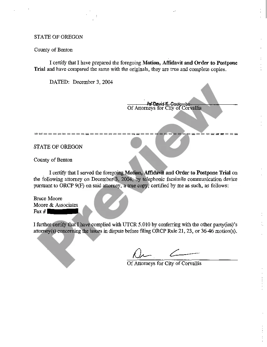 Preview A03 Affidavit in Support of Motion to Postpone Trial