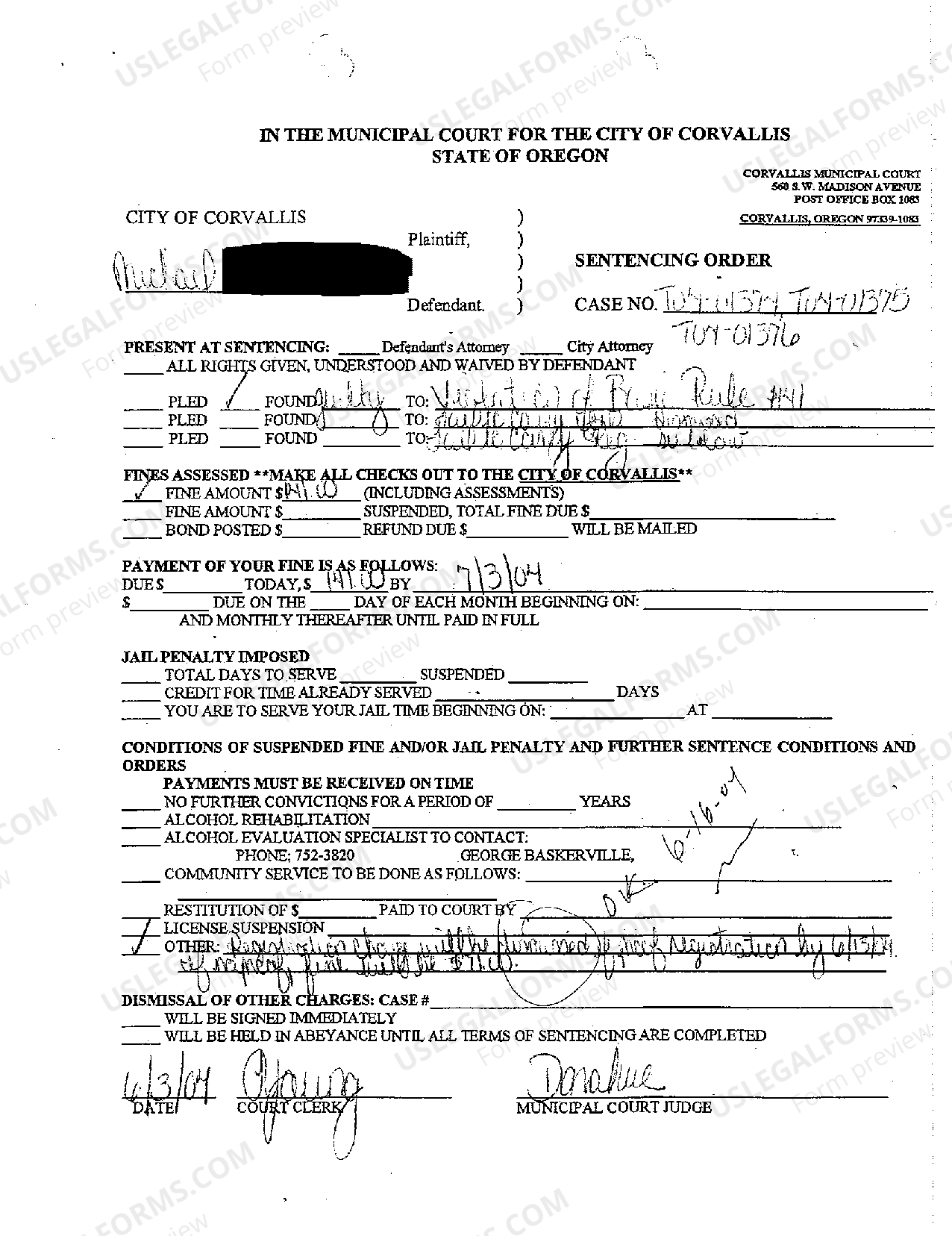 Portland Oregon Notice of Appeal US Legal Forms