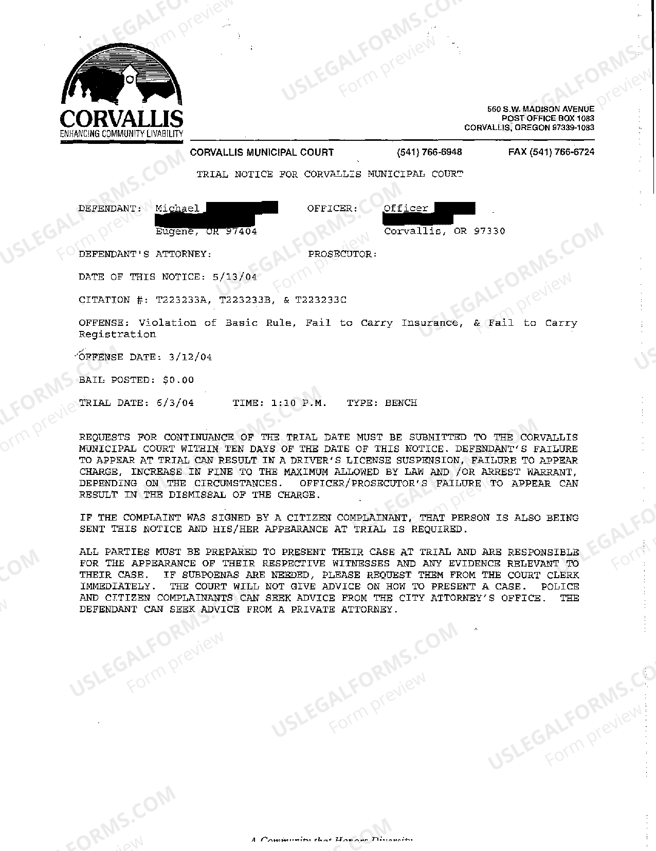 Oregon Notice of Appeal US Legal Forms