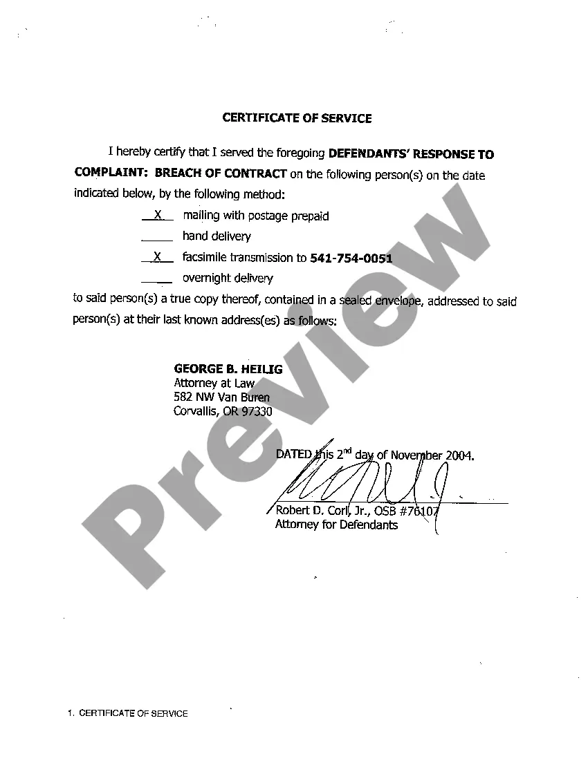 Preview A04 Defendant's Response to Complaint regarding Breach of Contract