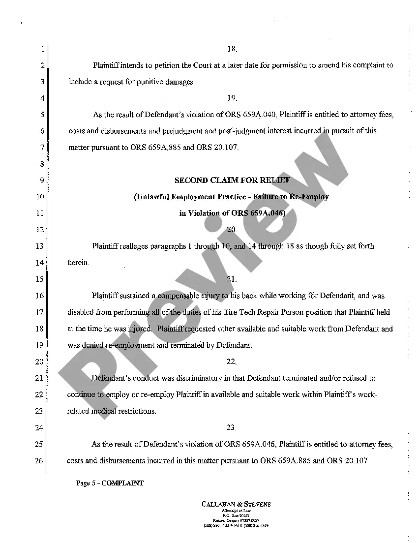 Get A01 Complaint for Employment Discrimination and Wrongful Termination Preview A01 Complaint for Employment Discrimination and Wrongful Termination